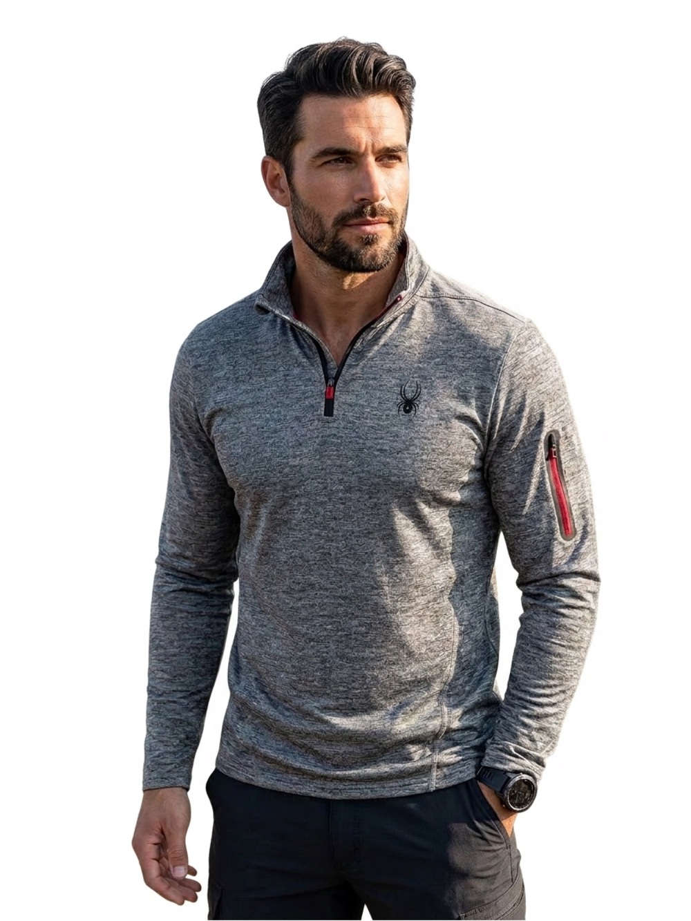 Spyder Men's Charcoal Long Sleeve Quarter-Zip Shirt